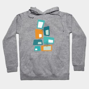 Mid Century Modern Blocks Teal, Orange, Aqua Hoodie